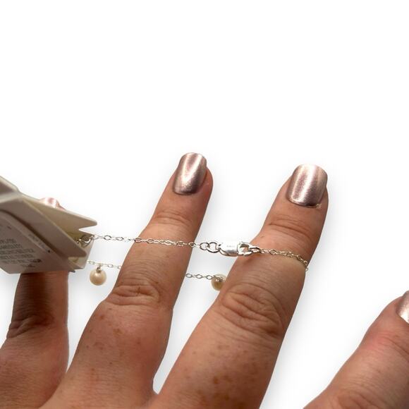 NWT Macy's Cultured Freshwater Pearl Dangle Drop Silver Bracelet NEW - Picture 8 of 12